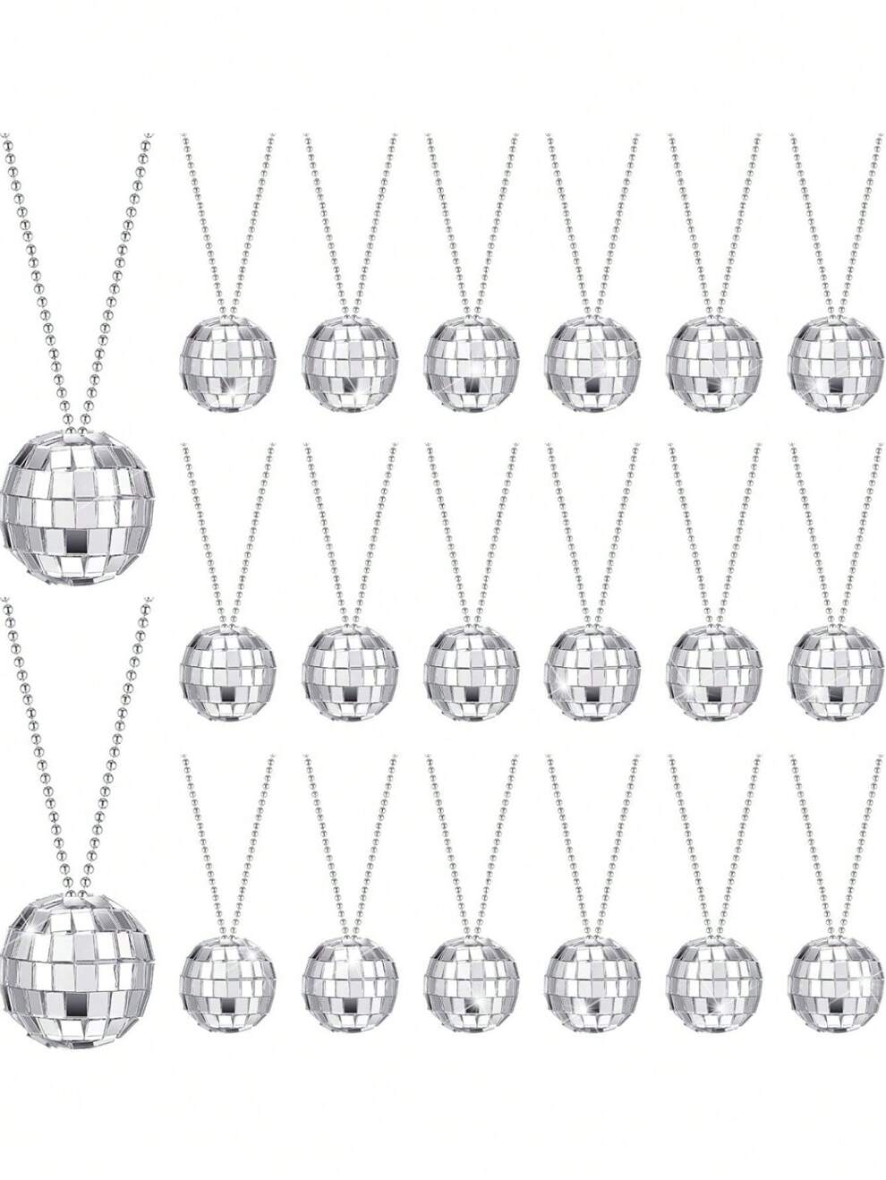 10pcs Disco Ball Necklace 70's Disco Party Mini Disco Ball Pendant Silver Disco Ball Jewelry Must Have For Disco Party