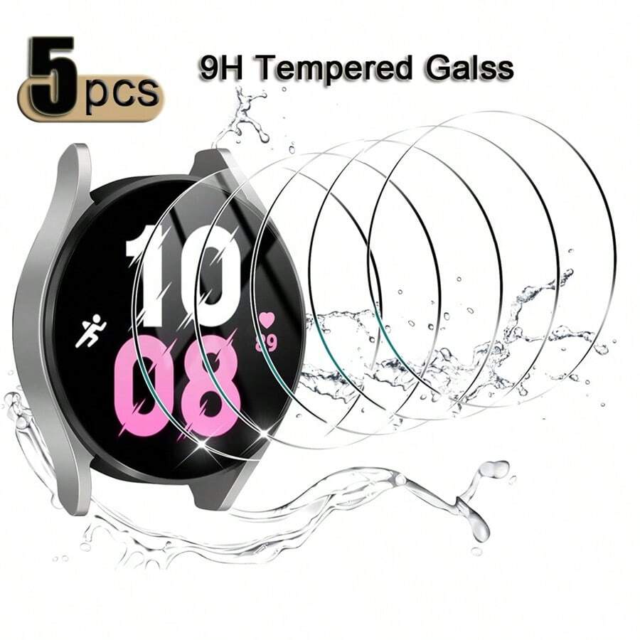 5 Pcs Designed Compatible With Samsung Galaxy Watch 6 Classic / Galaxy Watch 5 / Galaxy Watch 4 Tempered Glass Screen Protector, Anti Scratch