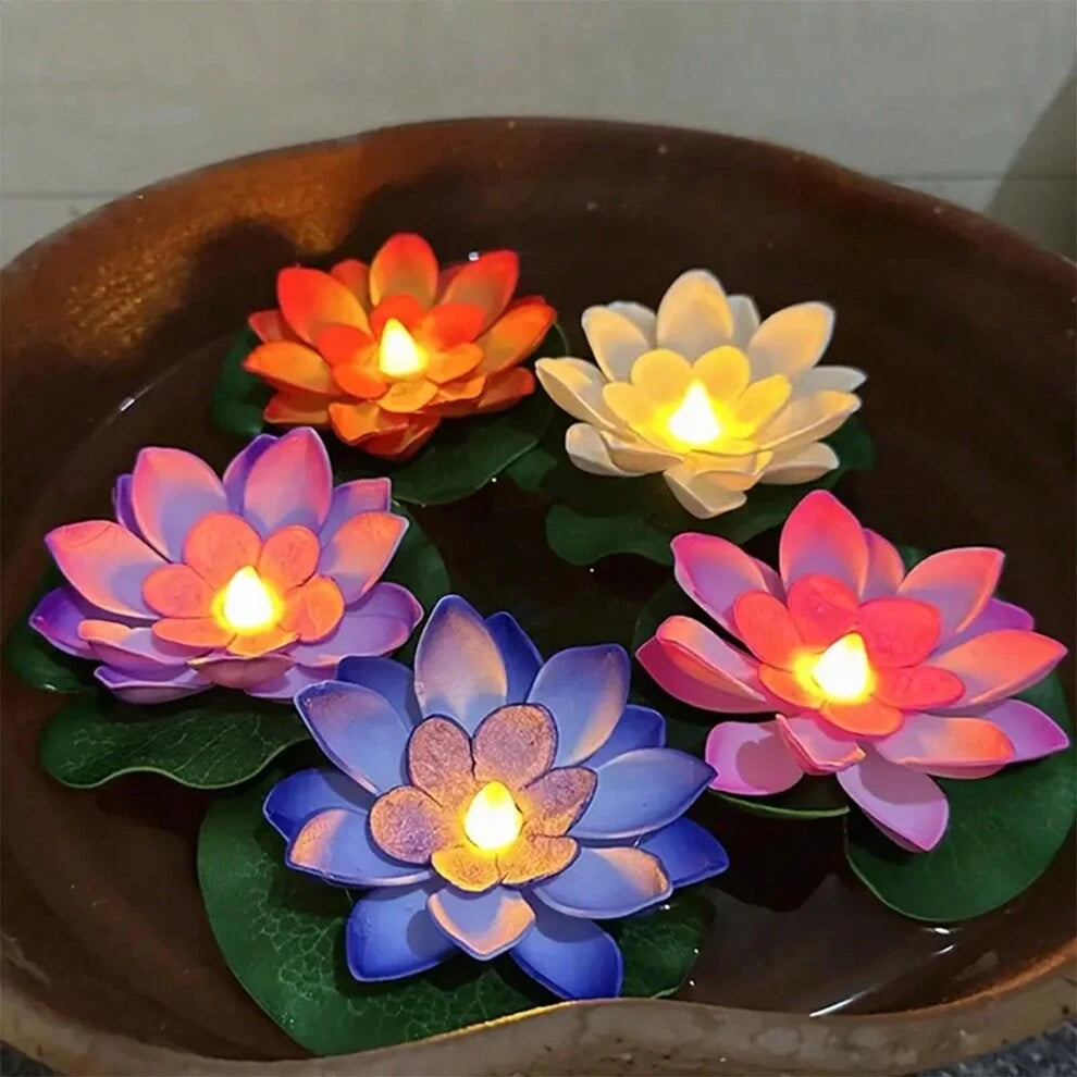 1pc/6pcs Waterproof Floating Lotus Flower LED Light, Color Changing Night Light For Pool Decoration, Wish Lantern, Romantic Decoration For Valentine's Day, Halloween, Thanksgiving, Christmas, Party, A