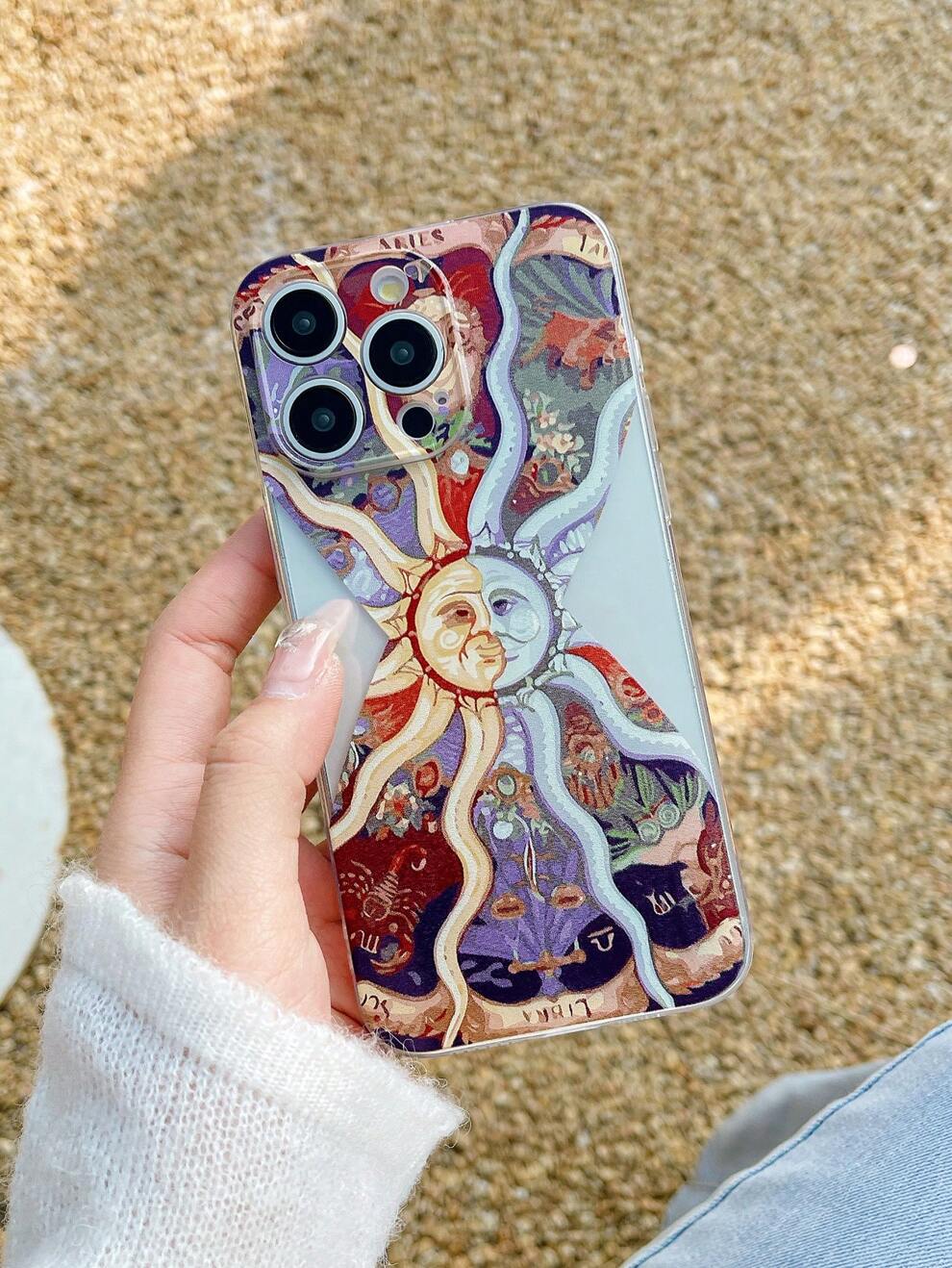 Cartoon Sun Print Clear Phone Case Compatible With IPhone 11,IPhone 13,Galaxy A52