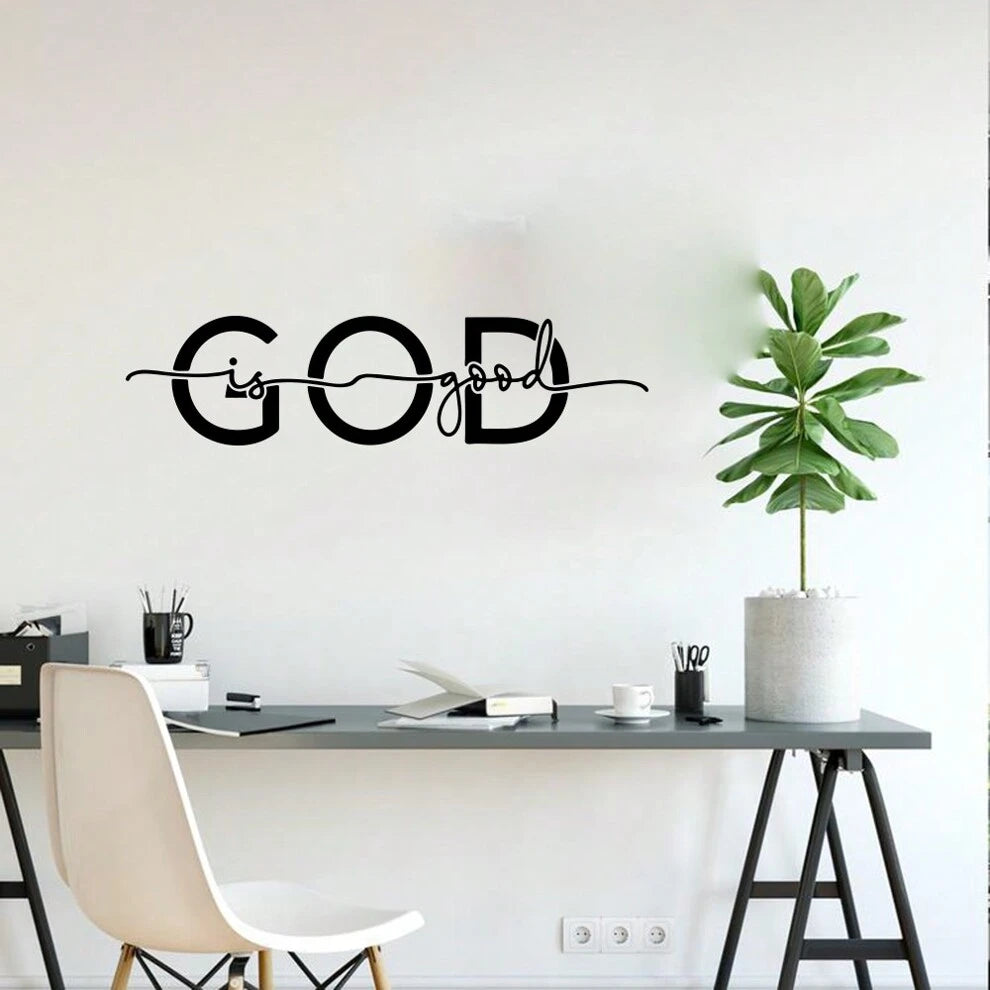 1pc God Is Good Christian Wall Sticker With Jesus & Bible Quote For Home Decor, Suitable For Bedroom, Dining Room, Living Room