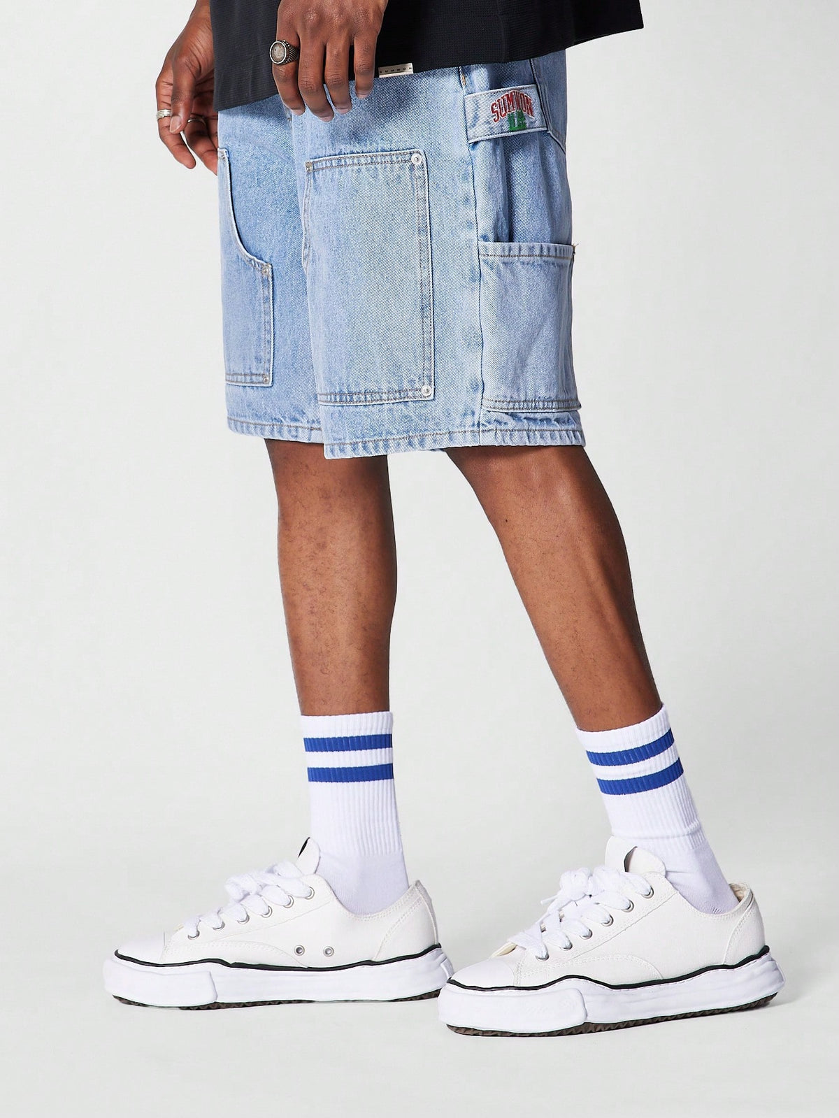 SUMWON Denim Short With Contrast Stitching