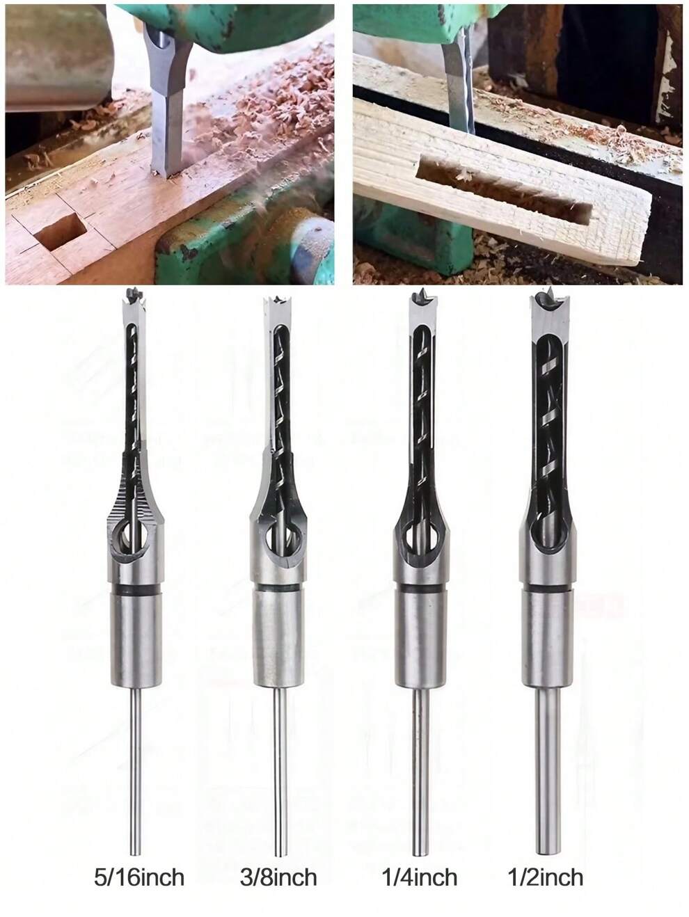 1pc Square Hole Spiral Drill Bit For Woodworking Tool, Mortising Chisel Hole Saw Electric Tool, 6.35mm (1/4 Inch) / 7.94mm (5/16 Inch) / 9.5mm (3/8 Inch) / 12.7mm (1/2 Inch)