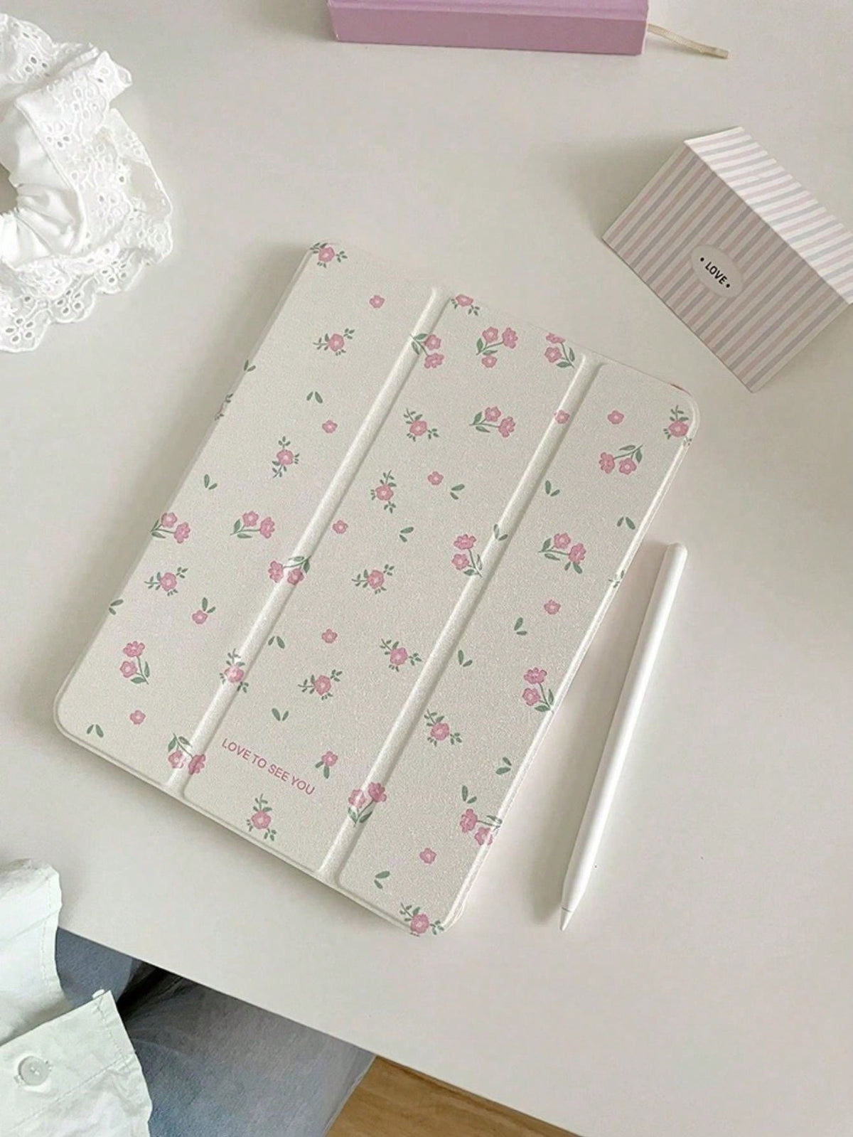 Mirror Floral 2-In-1 Acrylic Mirror & Foldable Stand Compatible With Ipad 10.2/Air4/5/Pro11/10th/10.9/9.7