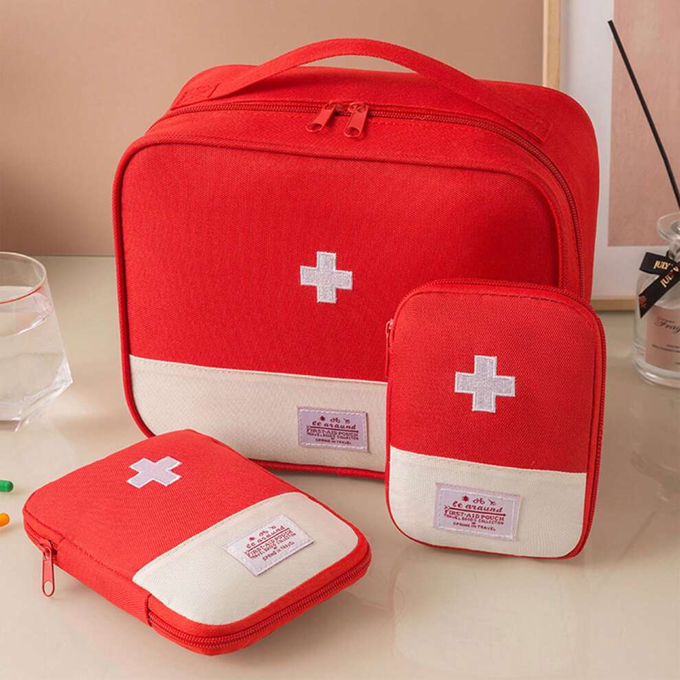 1pc Portable Medicine Storage Bag, Macaron Colored Cross Shaped Mini First Aid Kit Pouch