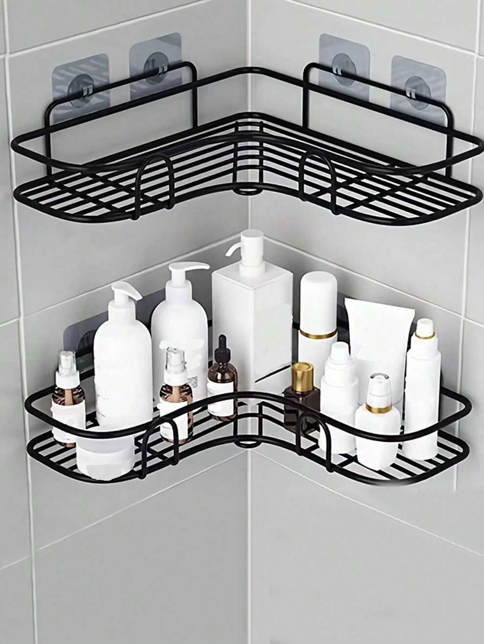 1pc-Bathroom Shelf, Shower Caddy Rack, Bathroom Kitchen No Punching Triangle Storage Rack, Shower Shelf, Shampoo Storage Rack Holder, Bathroom Accessories