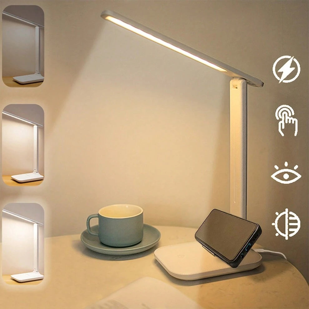 1pc 3-Level Dimmable Led Foldable Table Lamp, Suitable For Bedroom, Living Room, Reading Room, Desk, Office, Etc.