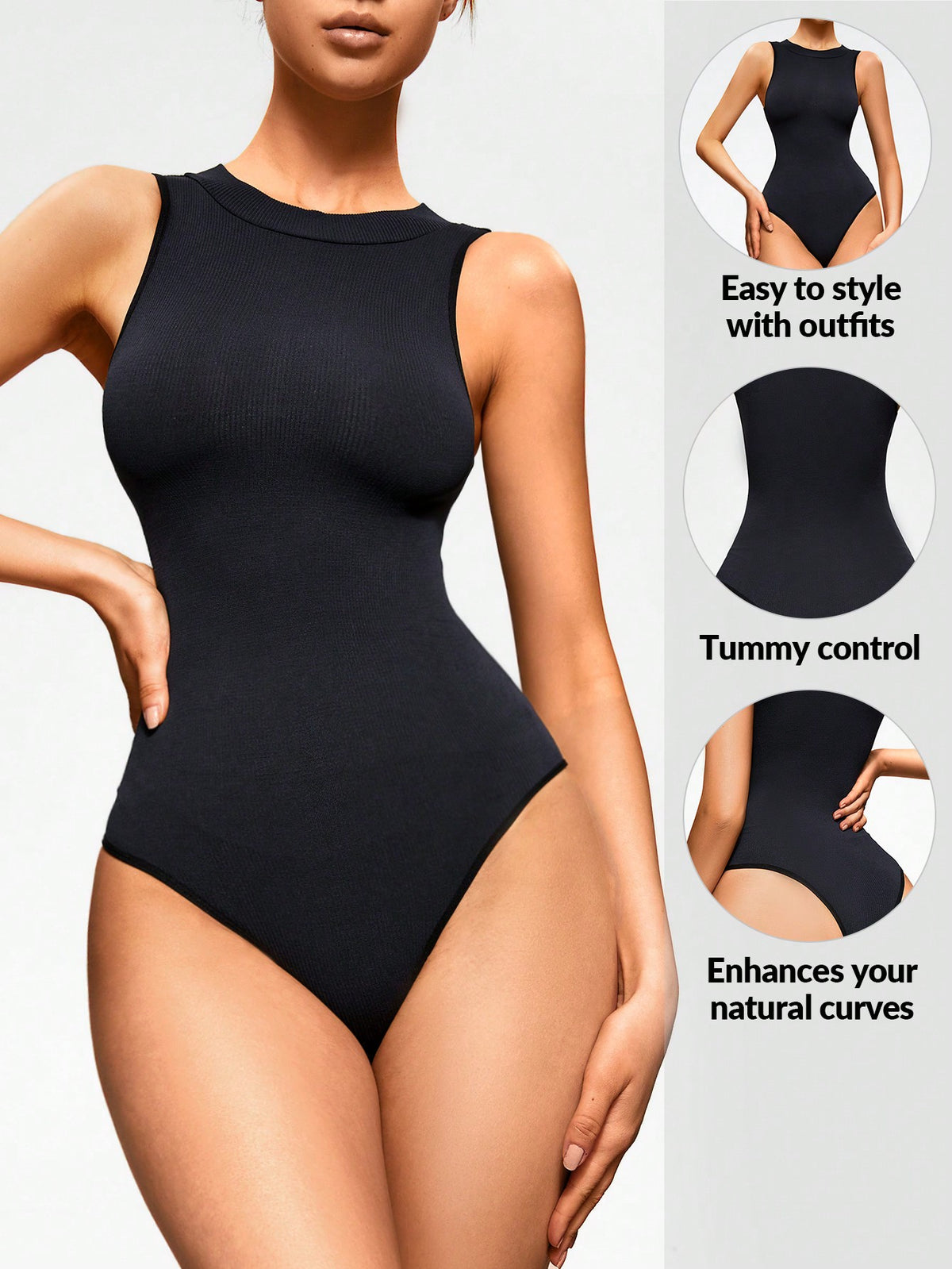 SHEIN SHAPE Solid Shapewear Bodysuit