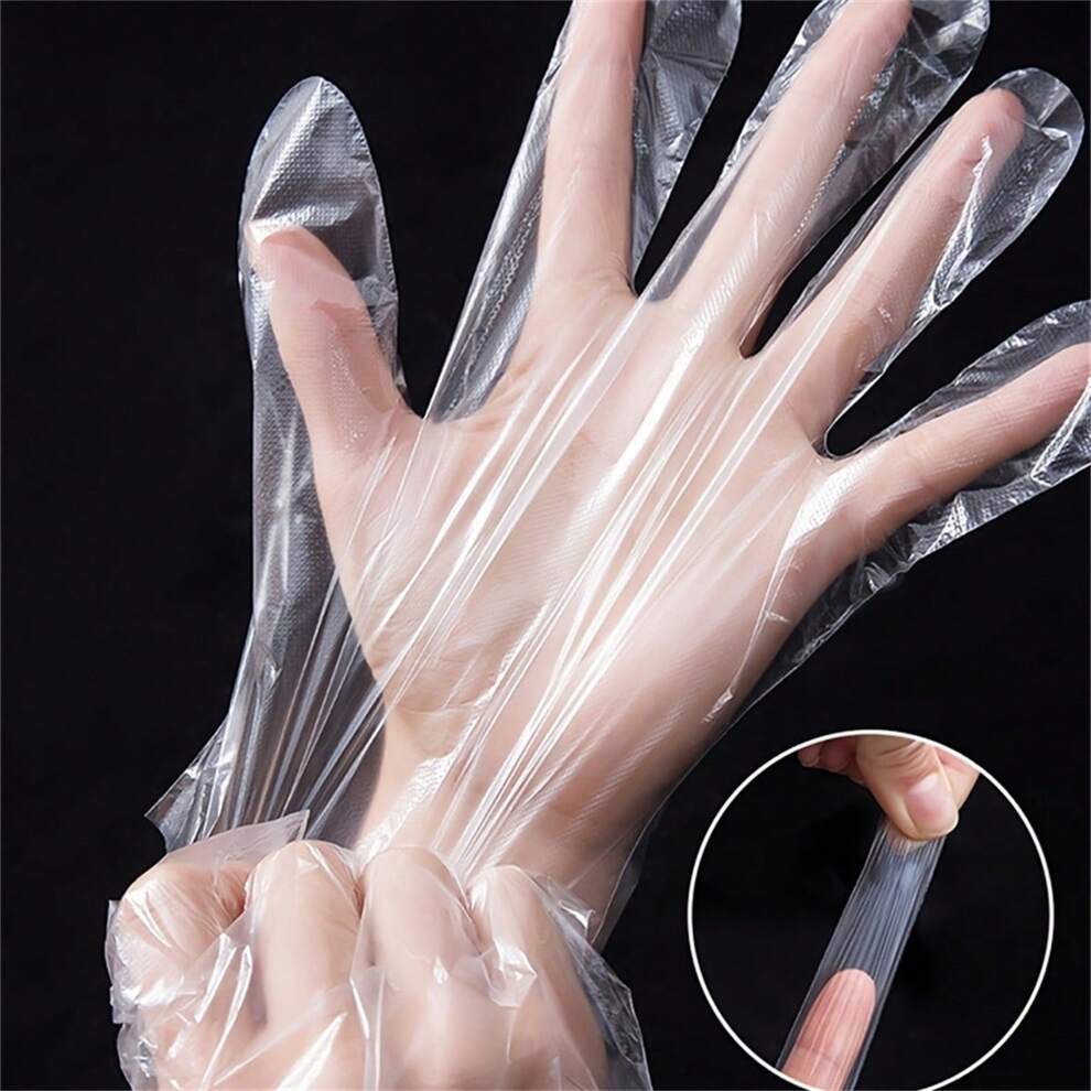 100pcs Disposable Gloves, Transparent Plastic For Dishwashing, Beauty & All-Purpose Kitchen Supplies