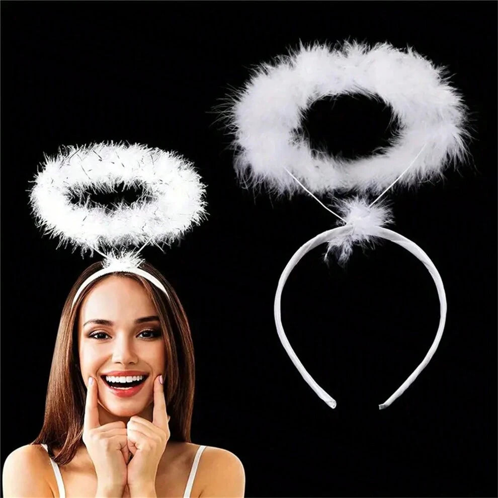 Party 1PC Elegant Angel Halo Headband Soft Faux Feather Hair Hoop For Women Princess Outfit Cosplay Costume Hair Accessories