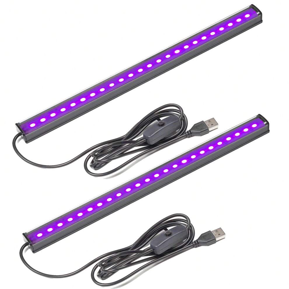 1pc/2pcs/3pcs/4pcs Black Light Bar, 1ft Upgraded UV LED Blacklight Strip Lights, Small Black Lights For Glow Party, Posters, Tapestry, Room, Bedroom Decor, Body Paint, Home Decorations, Merry Chrismas