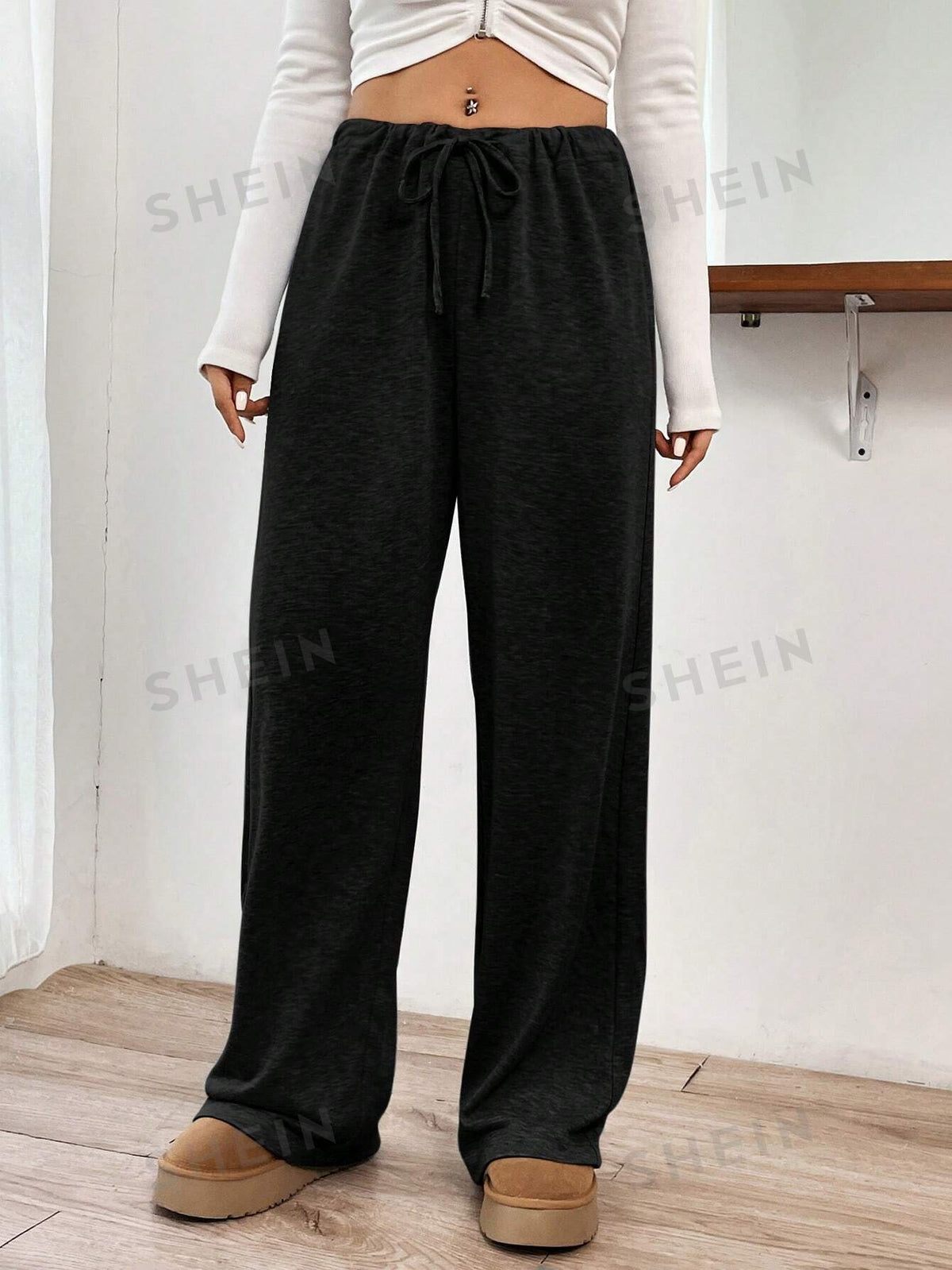 SHEIN EZwear Women's Elastic Waist Drawstring Sweatpants