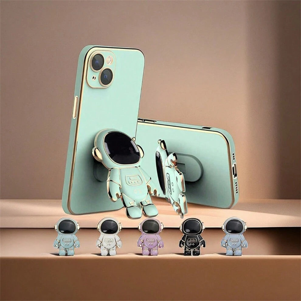 Phone Stand 6D Plating Astronaut Hidden Stand Compatible With IPhone Universal 6D Astronaut Foldable Phone Mount Finger Phone Holder Bracket Kickstand For All Kinds Of Mobile Phones