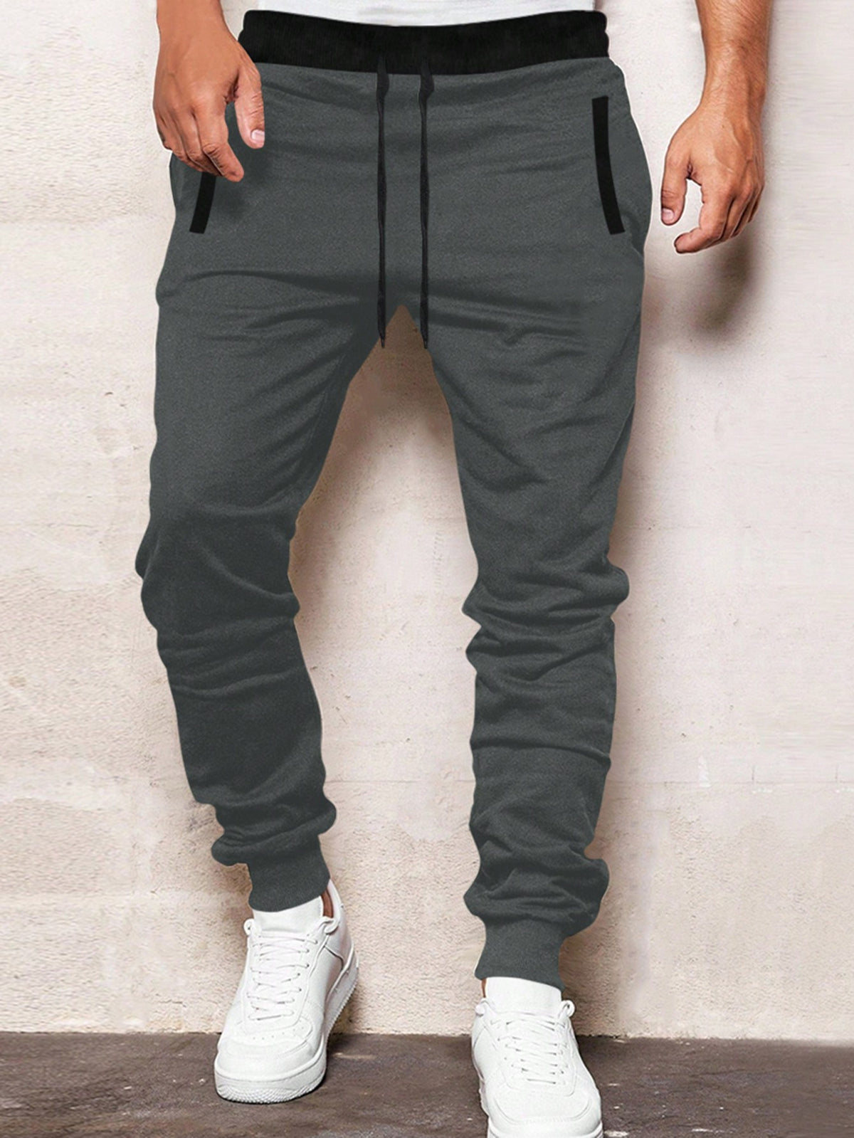 Manfinity Homme Men Contrast Binding Drawstring Waist Sweatpants