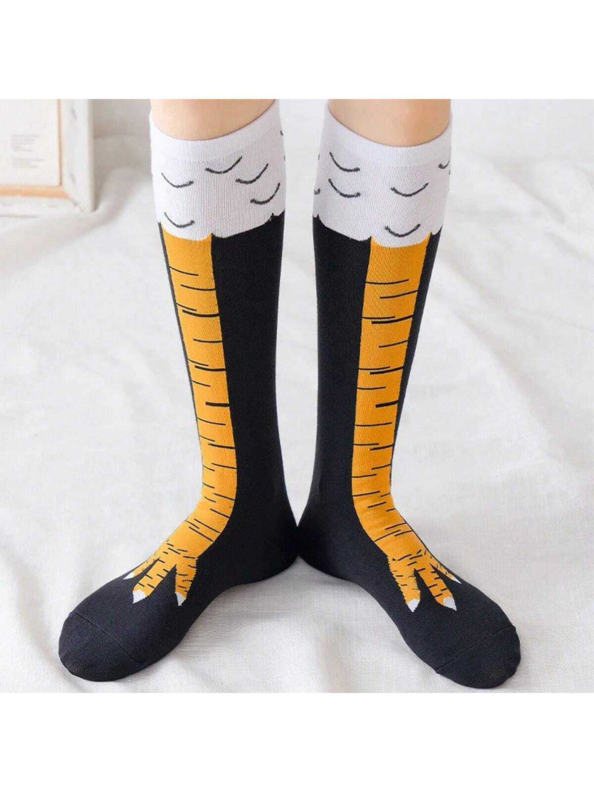 1pair Unisex Chicken Feet Design Funny Long Stockings To Look Slimmer/Unisex 3d Printed Animal Patterned Mid-Calf Socks, Fun Socks