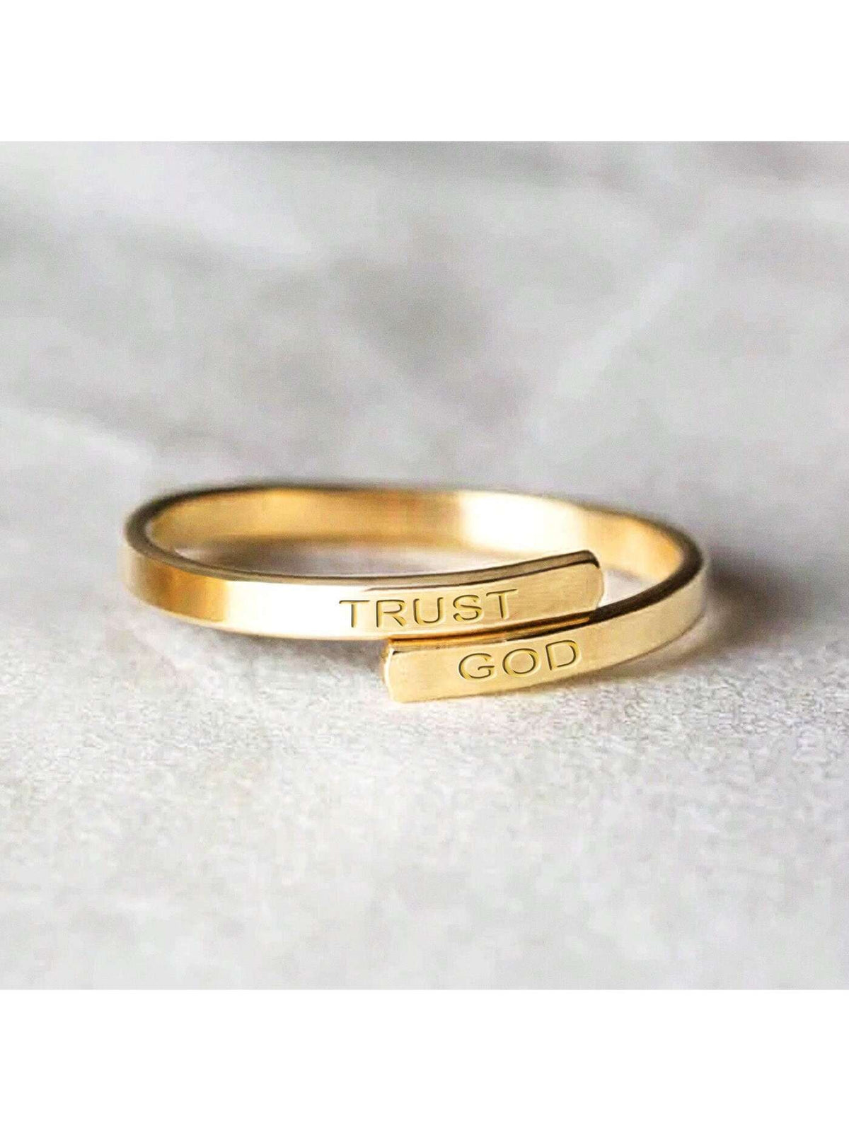 1pc "TRUST GOD" Adjustable Rings Two-Layer Stainless Steel Ring For Women And Men Free Size Upper And Down Two Layers