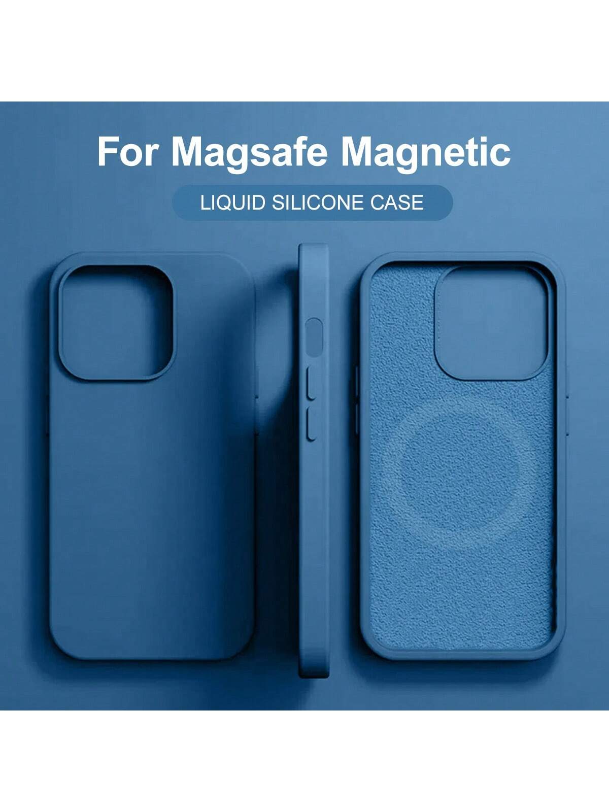 Sea Blue Liquid Silicone Magsafe Magnetic Wireless Charger Case Compatible With IPhone 14 13 12 11 15 Pro Max With Compatible With Apple IPhone 15 14 Plus Phone Cover Accessories