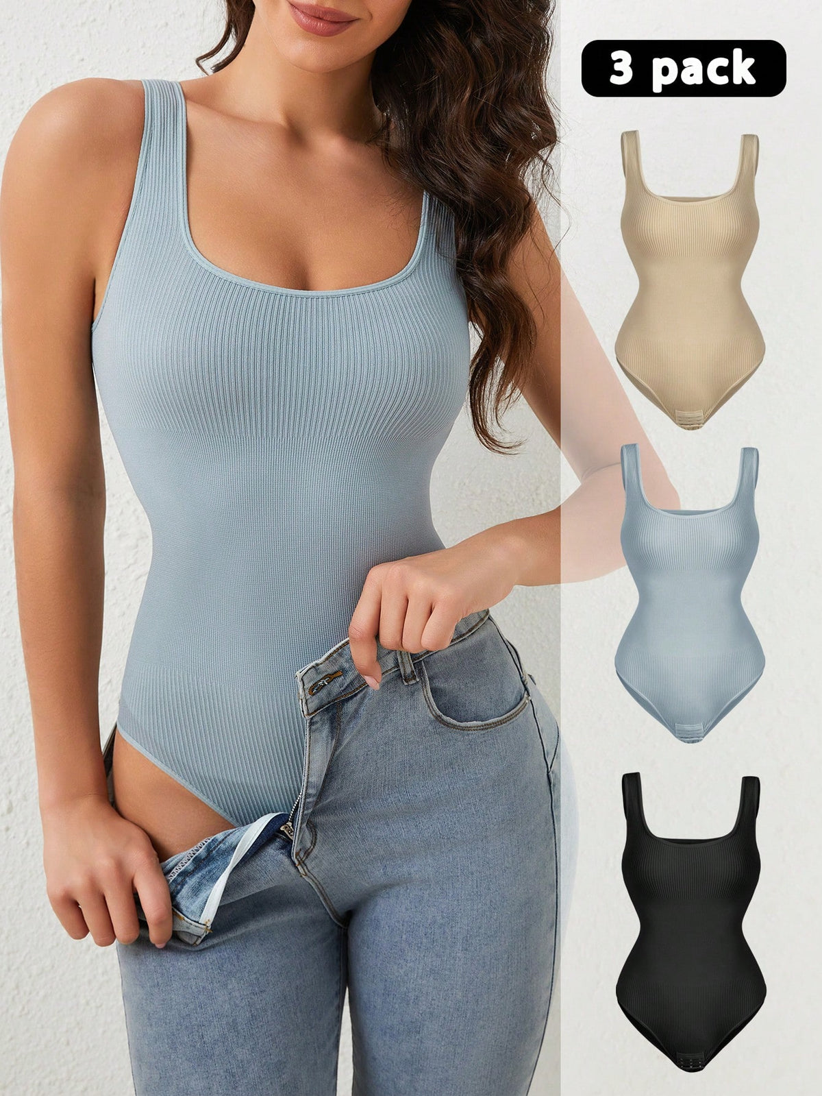 Women's Seamless Bodysuit Shapewear Set In Three Colors