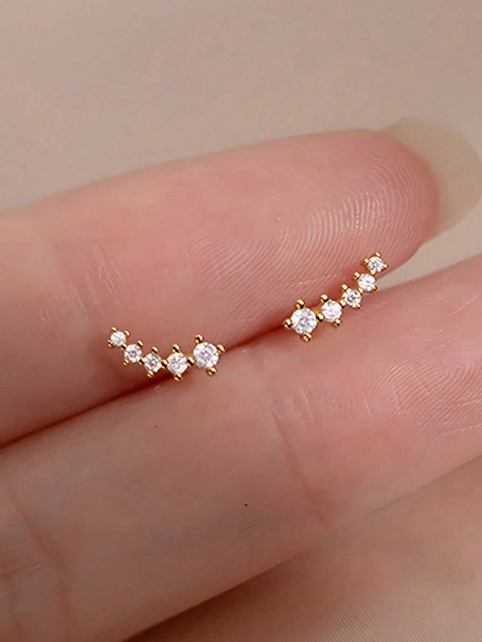 925 Sterling Silver Simple Korean Pave Cubic Zirconia Mini Small Stud Earrings for Teen Women Daily Life Party Piercing Jewelry