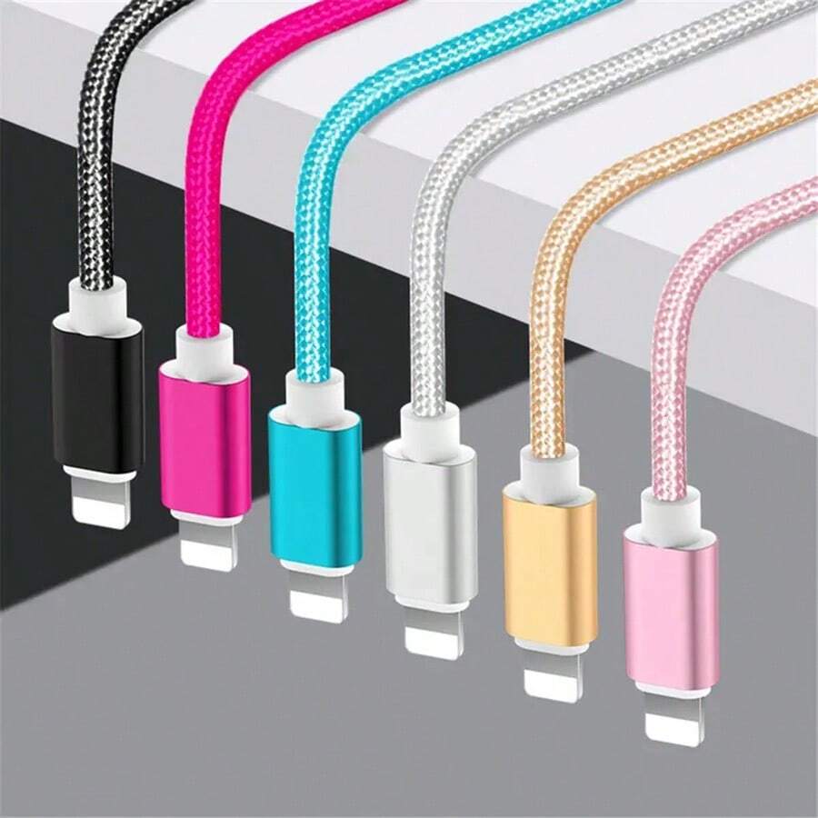 Nylon Braided USB Data Charging Cable Compatible With IPhone 6 6S 7 8 Plus X XR XS 11 12 13 14 Pro Max 5SCompatible With Airpods IPad Air 2 Fast Charging Cable