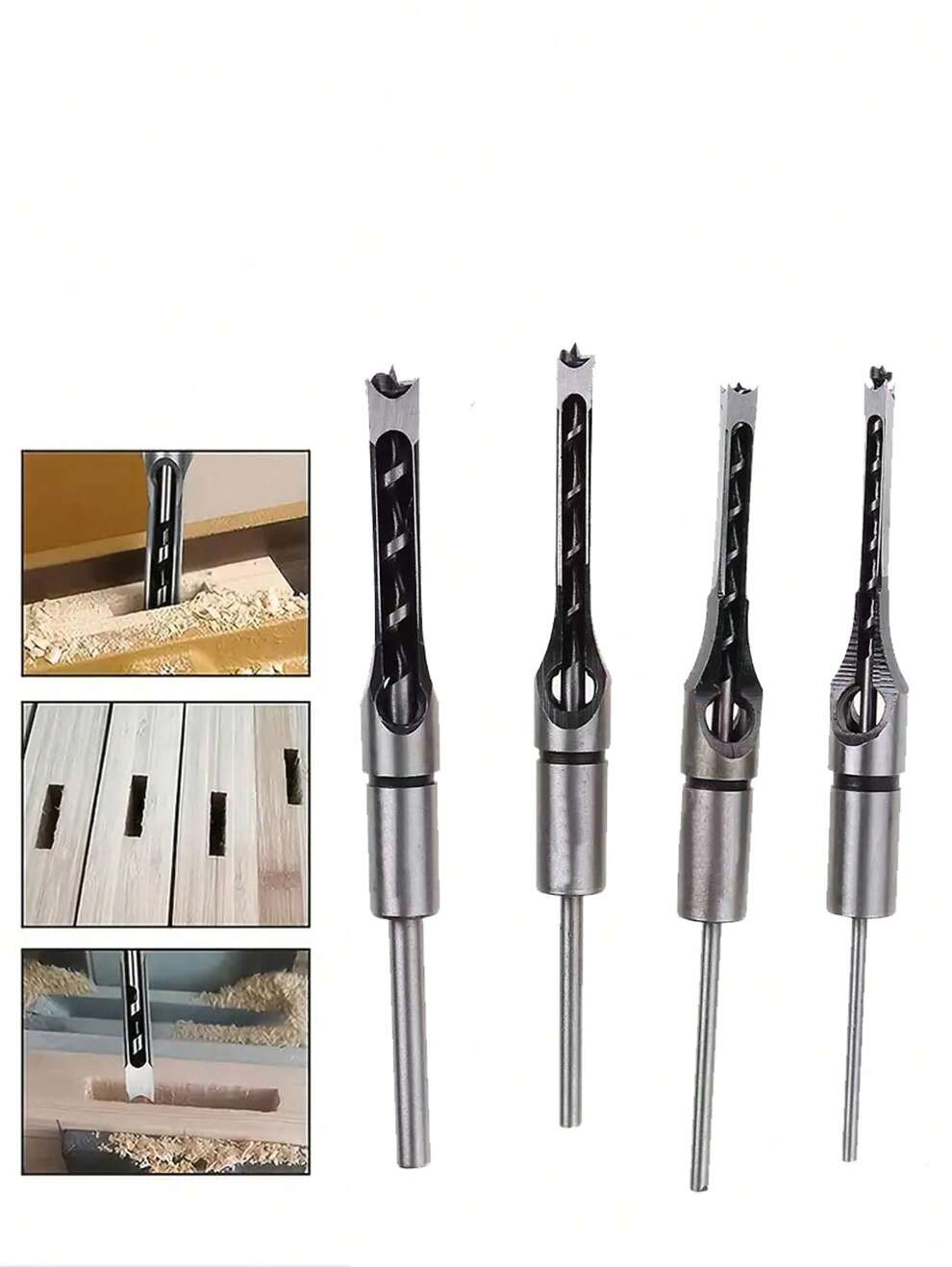 1/4pcs Woodworking Tool Spiral Square Hole Drill Bit Auger Chisel Extended Saw Drill Woodcarving Diy Furniture Drilling Tool Set