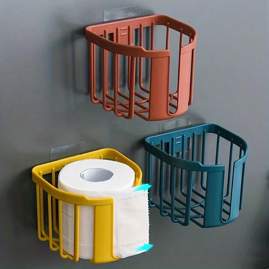 1pc Toilet Paper Holder, Wall-Mounted Storage Container For Toilet Tissue, Tissue Basket, And Toilet Roll Paper, Convenient And Stylish Bathroom Accessory