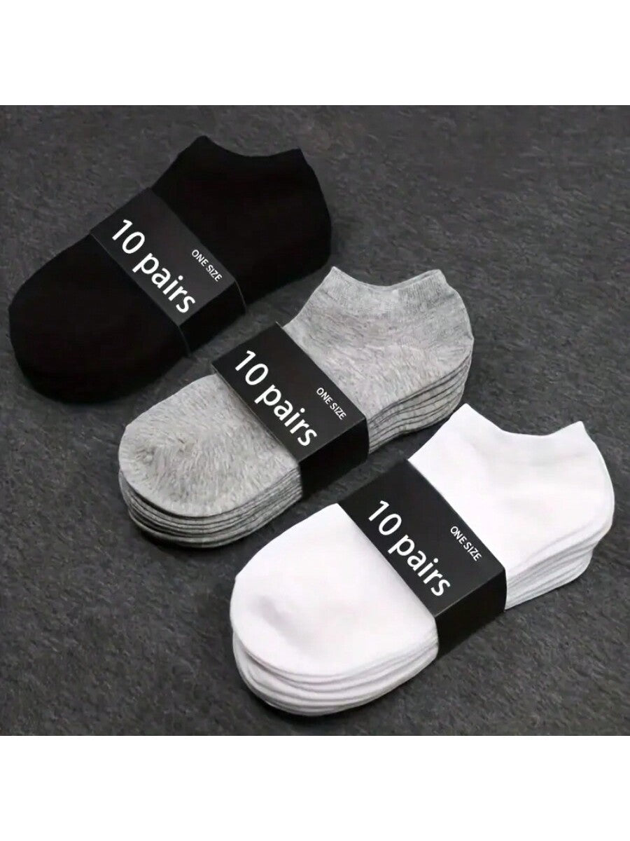 1/5/10 Pair Essential Ankle Socks, Soft & Lightweight All-Match Low Cut Ankle Socks, Women's Stockings & Hosiery