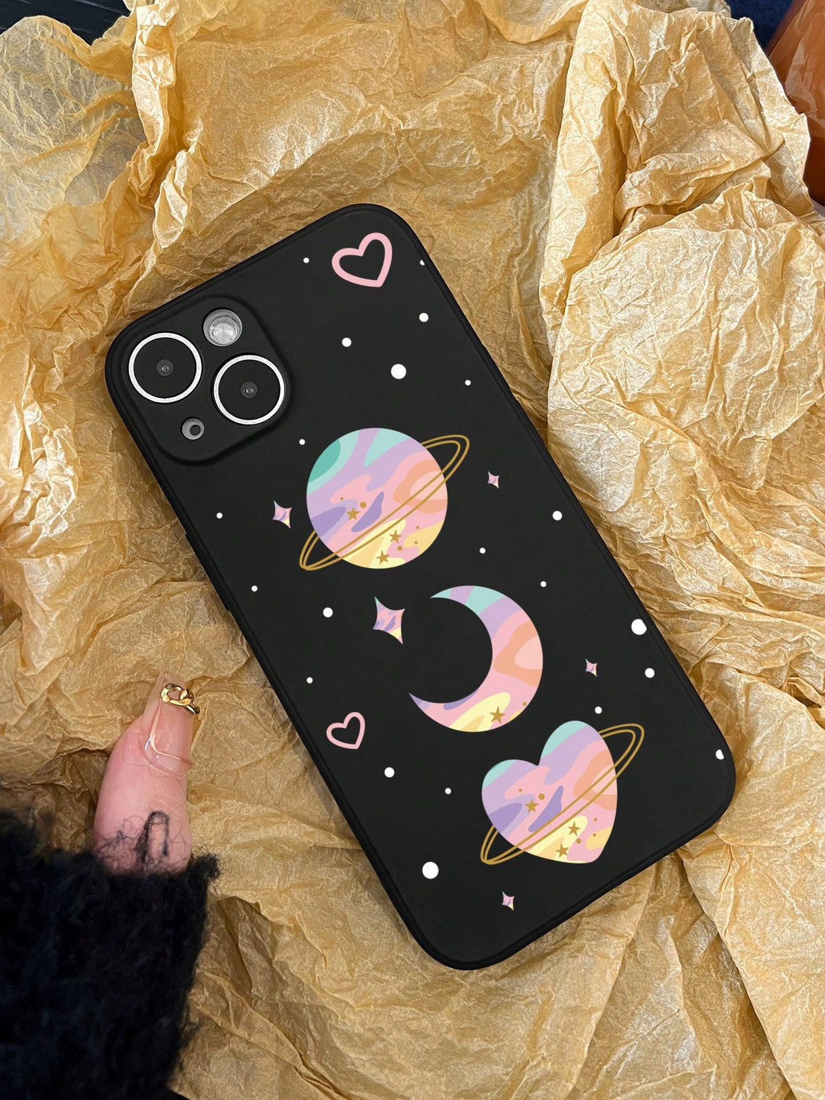 1pc Hand-Painted Planet Print Phone Case Compatible With Iphone/Samsung