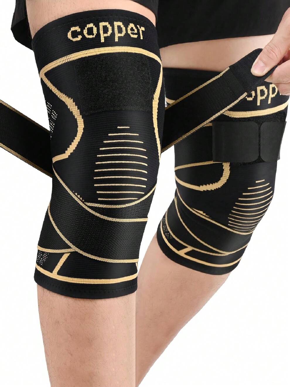 1pc Copper Knee Braces With Strap For Knee Pain Women And Men, Knee Compression Sleeve For Arthritis, ACL, Meniscus Tear, Joint Pain Relief, Knee Support For Working, Running, Weightlifting