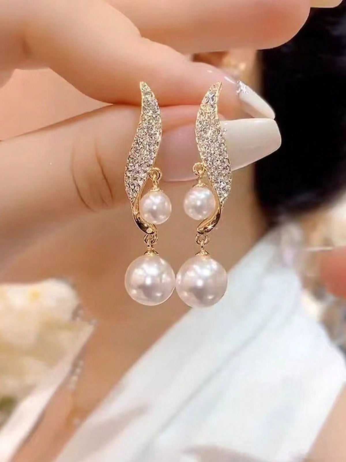 1pair Faux Pearl Dangle Earrings/Stud Earrings, Fashionable, Elegant, Classic, New, Luxury, Suitable For Any Occasions