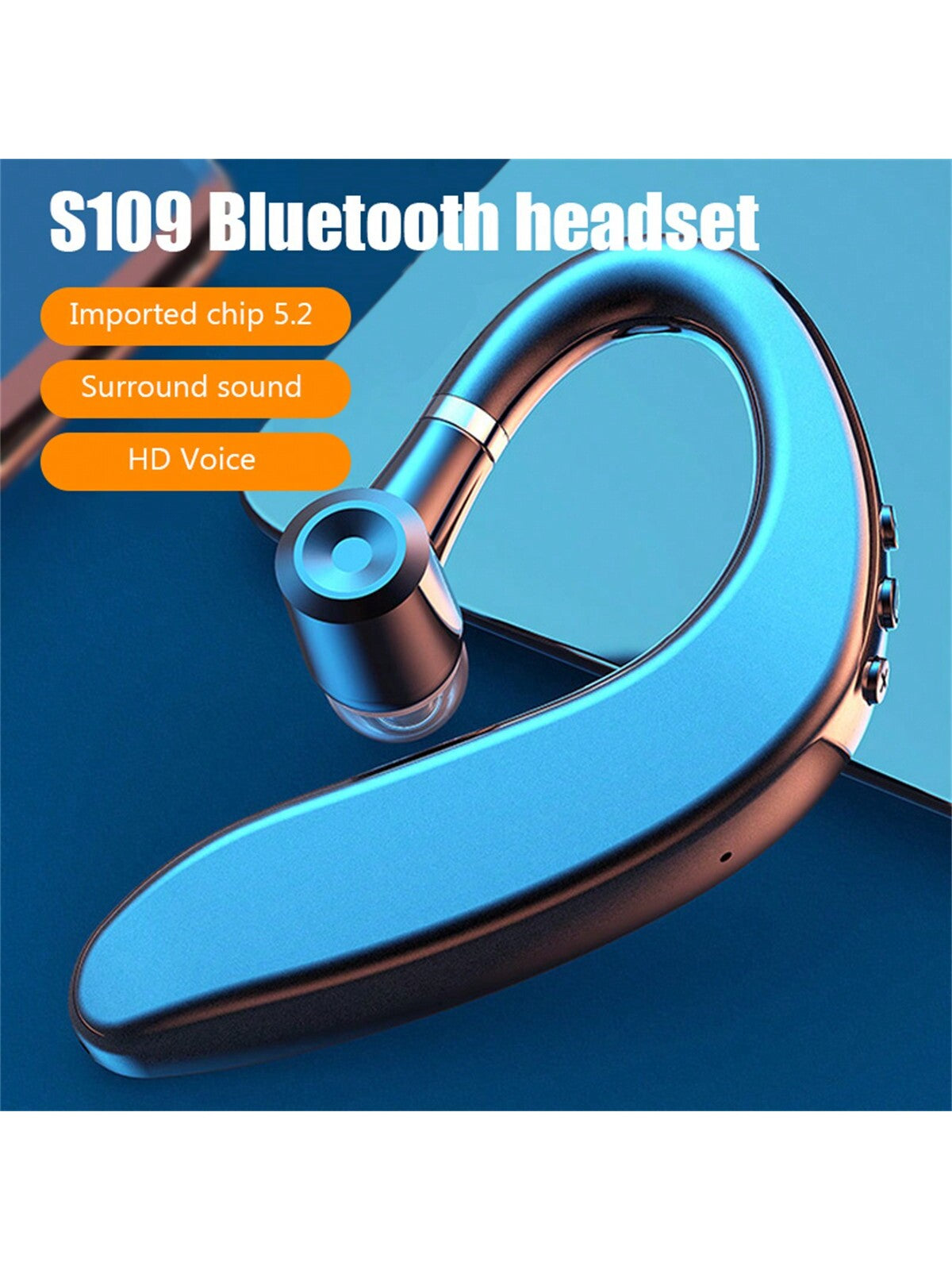 DH S109 Headset 5.0 Wireless Earphone Handsfree Business Driver Ear Hanging Sports Earbud Single Ear Business Style Earphones Mini Wireless Headset Hanging Earphone Girl Gift