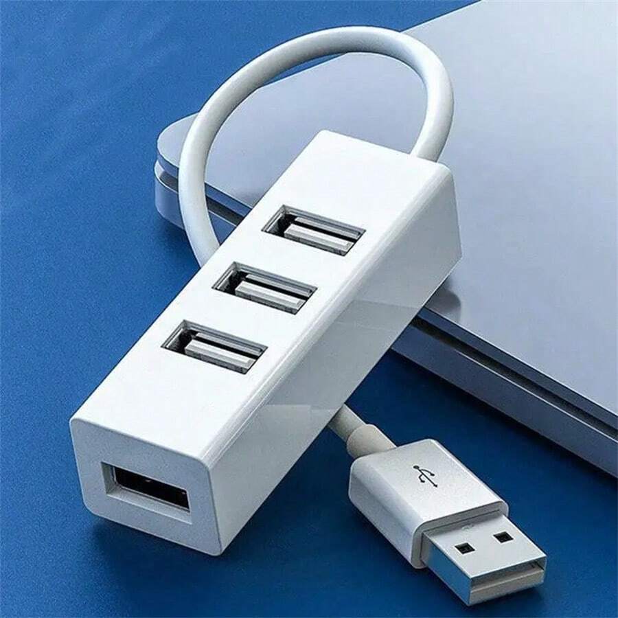 1pc Mini USB Hub Extensions, 4 Port USB Hub Expander, USB Adapter Station, Ultra Slim Portable Data Hub, USB Splitter, White