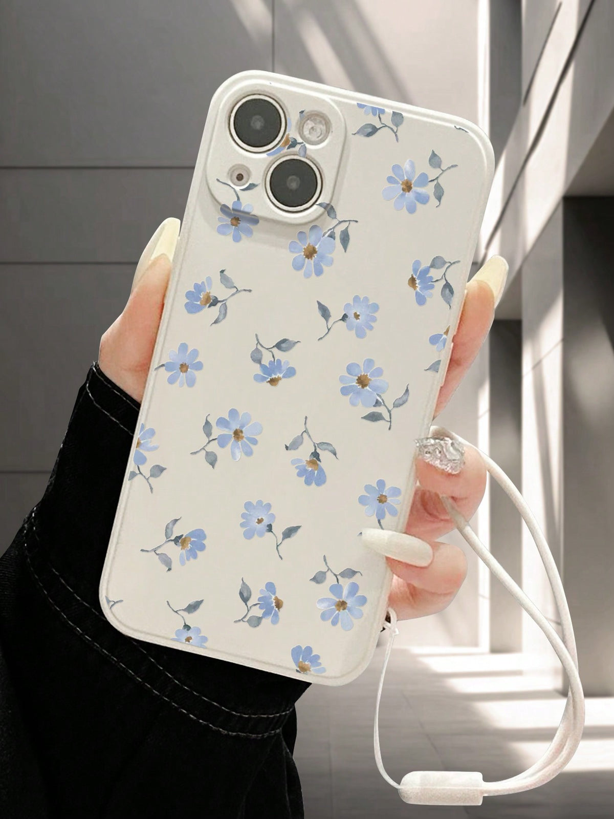 Fine Hole Straight Edge Ditsy Floral Painting Anti-Drop Phone Case, Compatible With IPhone 13/14/15 Pro Max/SE/7/8/11/X/XS/XR/12/P12, Soft TPU Anti-Drop Cellphone Protective Cover With Straight Edge A