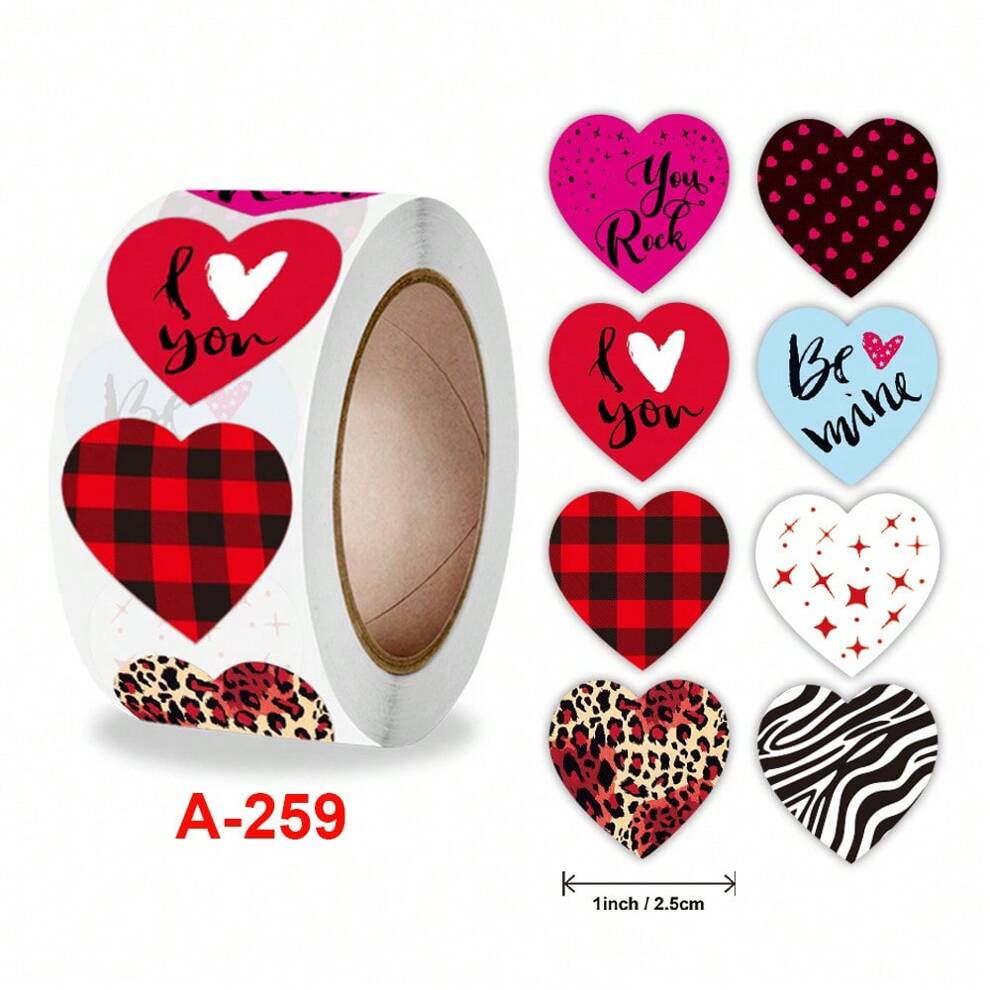 500pcs/Roll Valentine's Day Heart Shaped Love Sticker Gift Wedding Commercial Decoration Adhesive Label