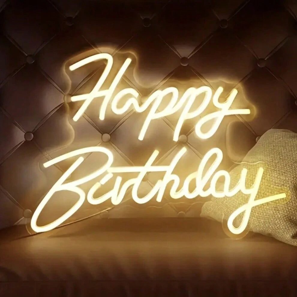 1pc Happy Birthday Neon Sign, Dimmable Neon Happy Birthday Sign, Multipurpose Decorative Wall Mounted Light