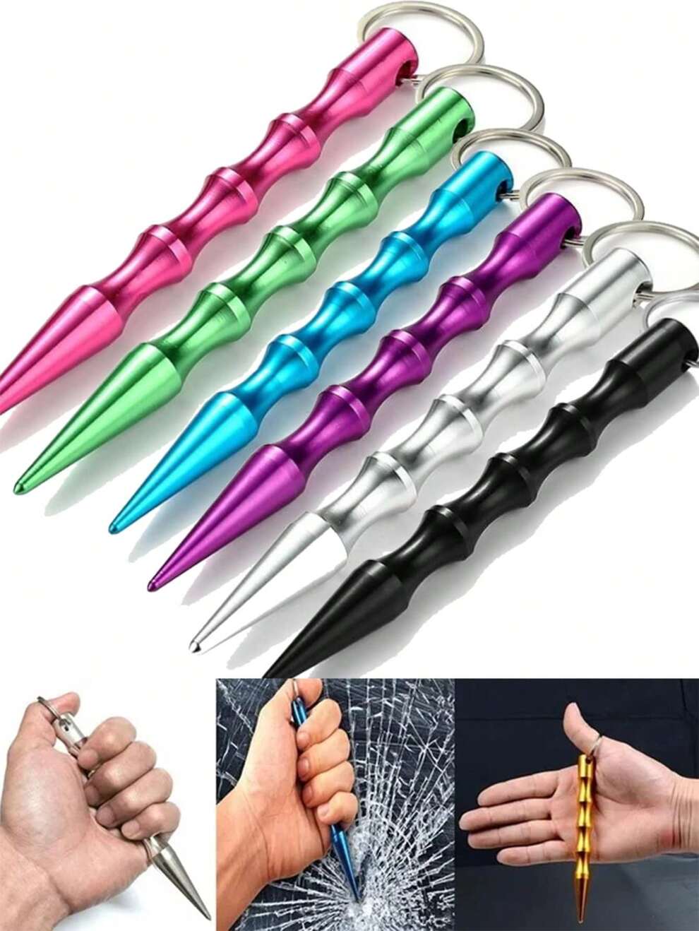 Aluminum Alloy Pointed Pen-Shaped Self Defense Stick For Girls, Women, Keychain, Outdoor Casual