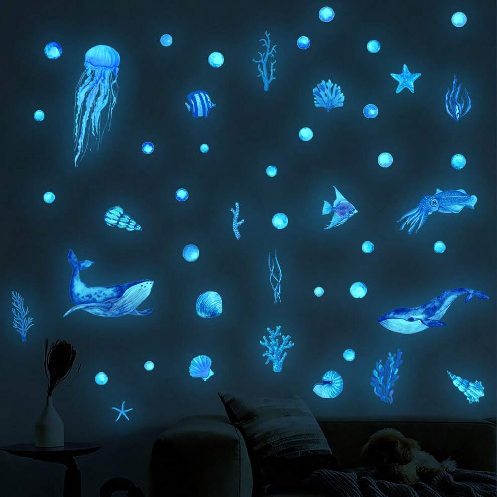 1 Set, Detachable Waterproof Stickers, Glowing In The Dark, Suitable For Living Room, Bedroom, Background Wall, Wall Decoration, Home Decoration