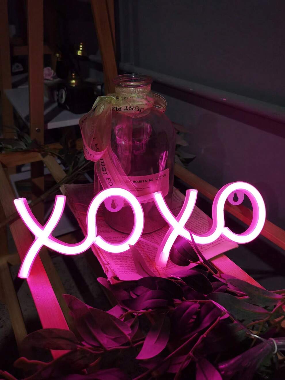 1pc Led Xoxo Neon Light Wall Hanging Battery/Usb Powered Night Light For Christmas/Bar/Party/Bedroom Decoration