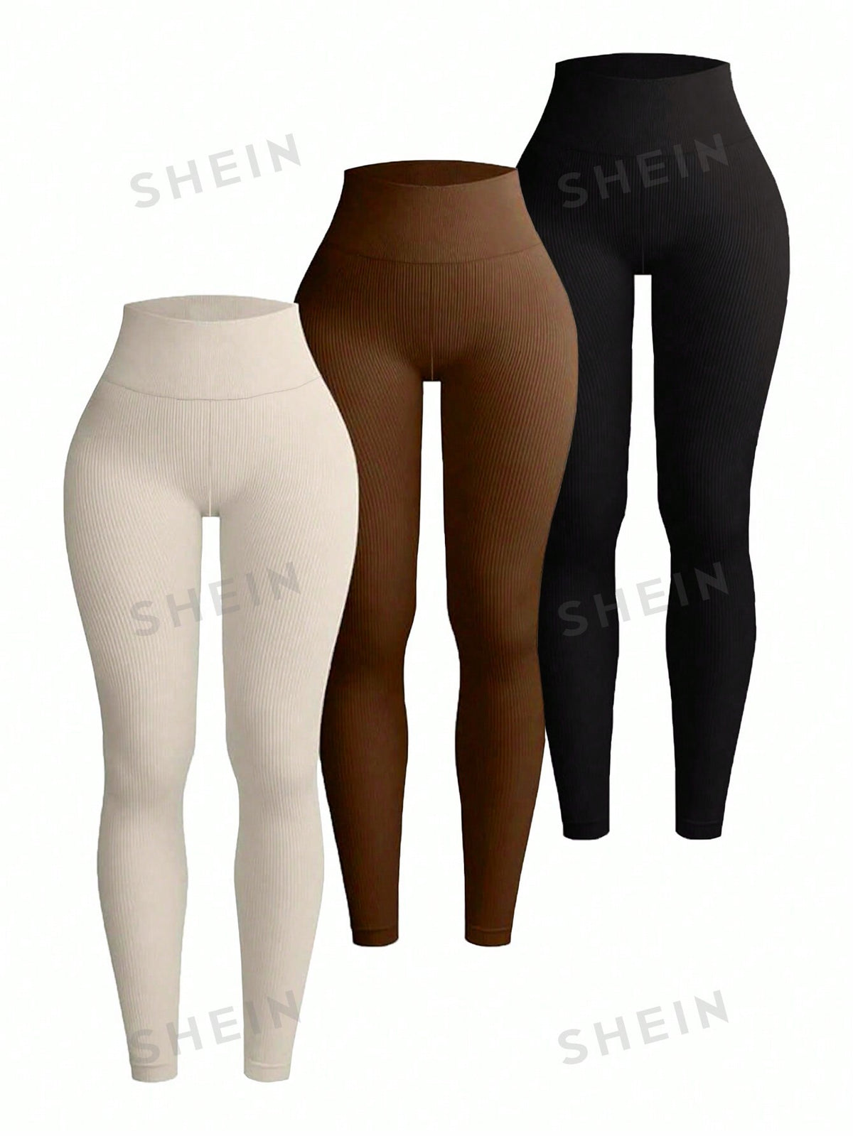 SHEIN Essnce Women's Solid Color Wide Waistband Leggings