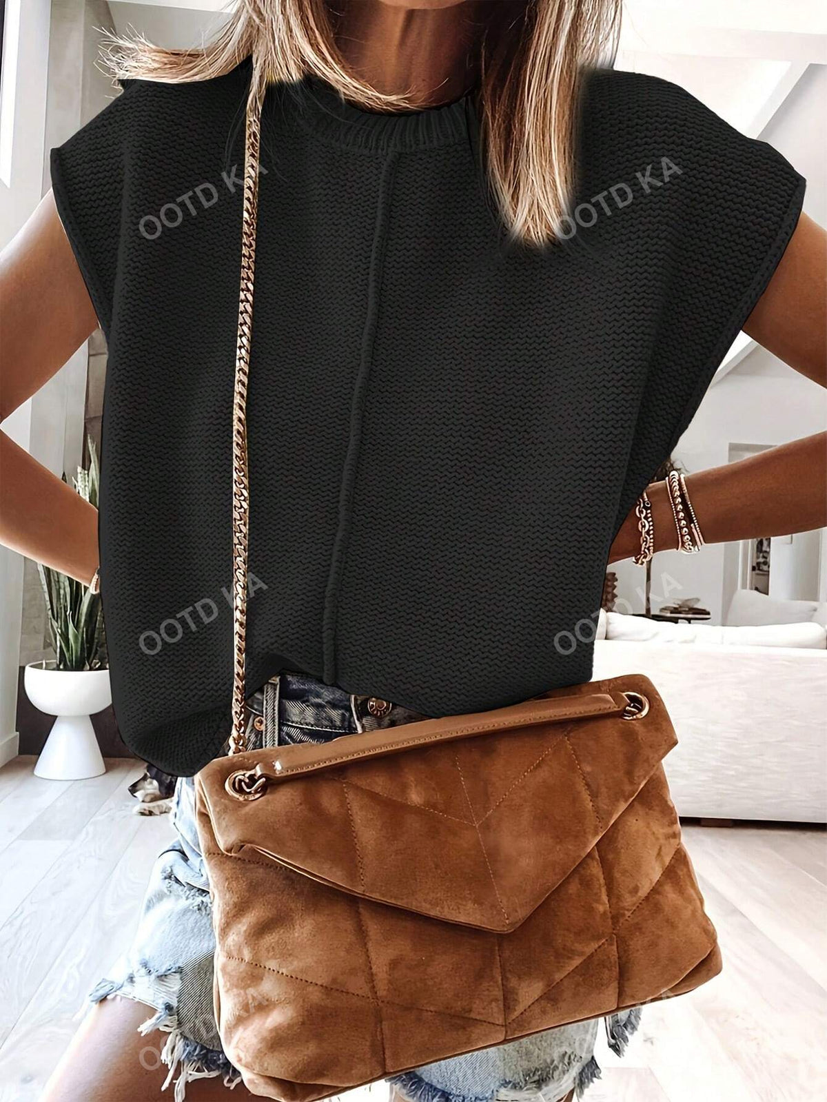 New Arrivals Women Casual Solid Color Round Neck Pullover Sweater