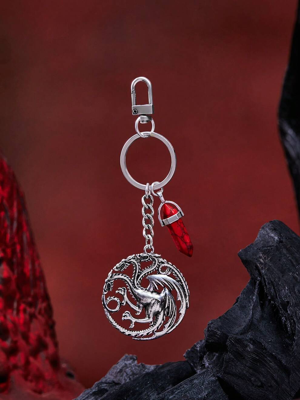 Game of Thrones X SHEIN Vintage Metal Bag Charm And Keychain, Dragon Pendant Decoration