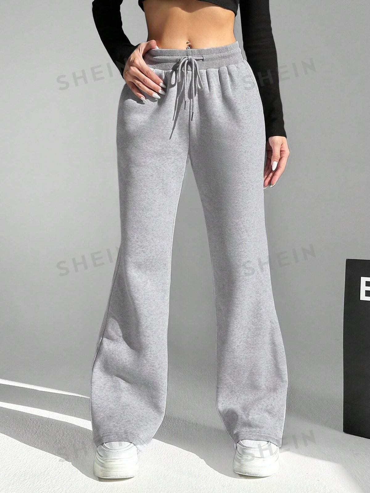 SHEIN EZwear Ladies' Casual Daily Simple Solid Color Flared Sweatpants