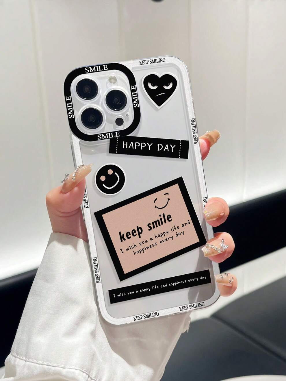 1pc Transparent Tpu Mobile Phone Protective Case With Anti-Fall Camera Protection And Cute Cartoon Pattern Compatible With Apple, Samsung And Xiaomi Redmi Phones