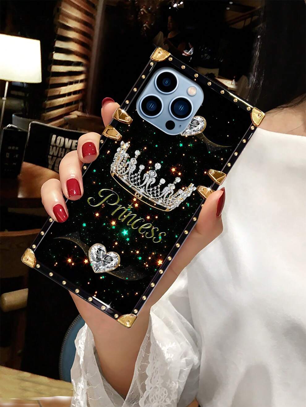 1pc Crown Starry Sky Heart Flat Pattern Square Streetwear Shockproof Fashion Phone Case For Apple 15ProMax/IPhone 7P/8Plus/XR/XSMAX/11/11Pro/11ProMax/12/12Pro/12ProMax/13/13Pro/13ProMax/14/14Pro/14Plu