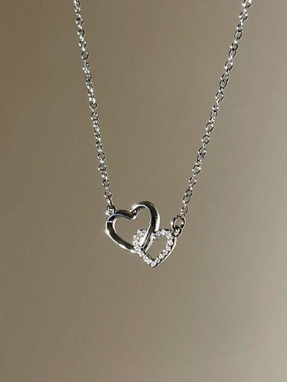 1pc Ins Style Linked Hearts Necklace For Women, Cz Inlaid Pendant Romantic Gift For Girlfriend, Best Friend