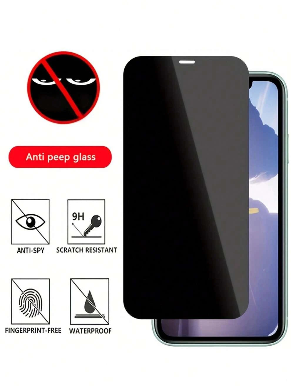 9H Hardness Privacy Screen Protector With Tempered Glass For IPhone14/14Plus/14Pro/14Pro Max,IPhone13/13Mini/13Pro/13Pro Max,IPhone12/12Mini/12Pro/12Pro Max,IPhone11/11Pro/11Pro Max,IPhoneX/XS/XS Max,