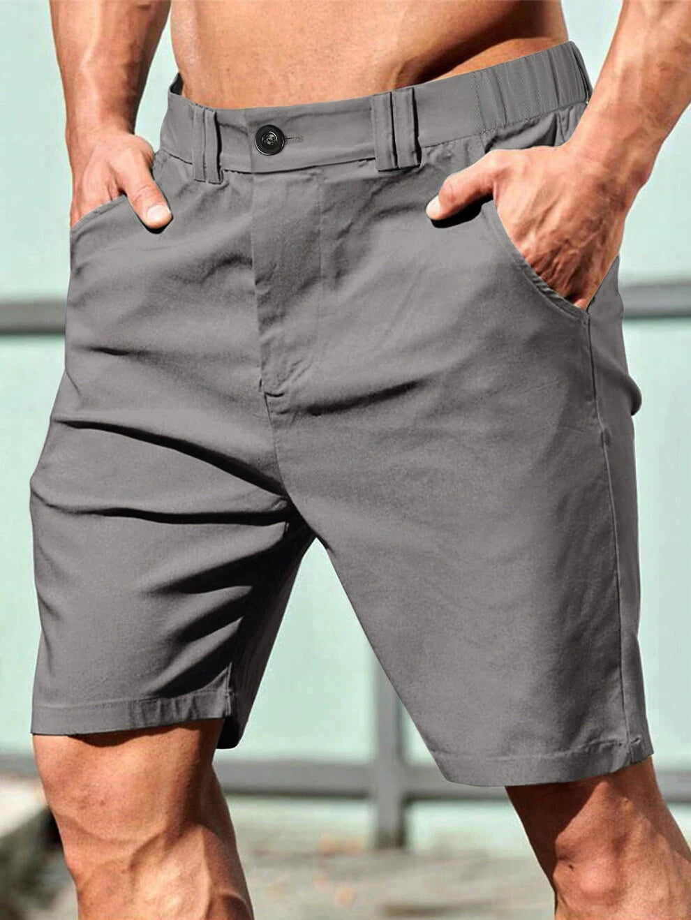 Manfinity Homme Men's Solid Color Shorts With Pockets