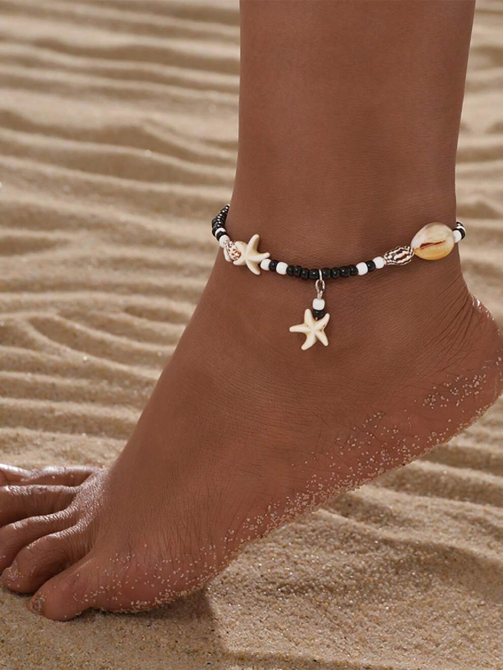 Starfish & Shell Decor Beaded Anklet