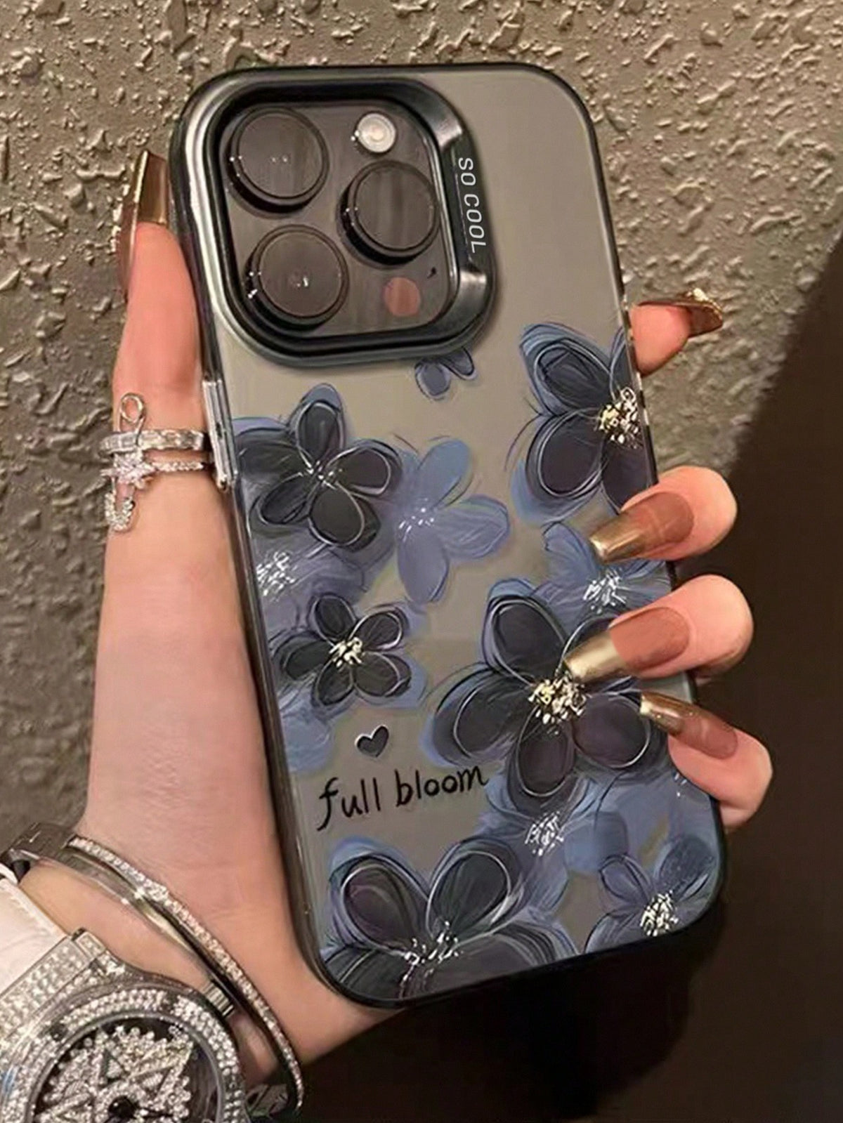 1pc Imd Material Clear Black Case With Camera Protection, Butterfly & Flower Pattern,Compatible With IPhone 13/14 Pro Max/11