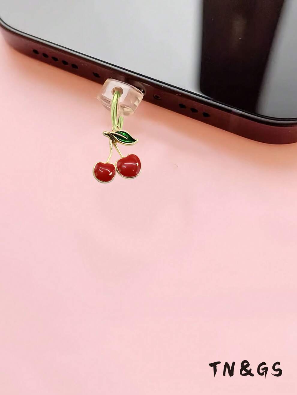 1pc New Creative Strawberry & Cherry Shaped Phone Charging Port Dust Plug Compatible With Apple, Android & Type-C With Pendant